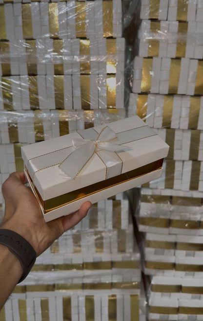 BOITE 3PCS BLANC/dorée avec Noeux